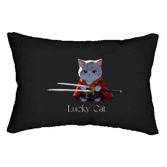 Mythic Warrior Cat with Swords Lumbar Pillows