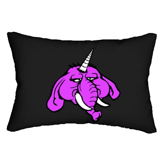 Unicorn Big Elephant Sitting Angry Sad Funny Cool Lumbar Pillows