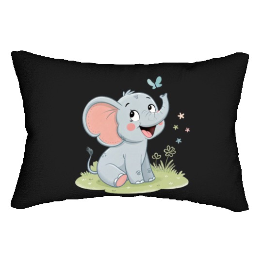 Cute Elephant with Butterfly Wings Lumbar Pillows