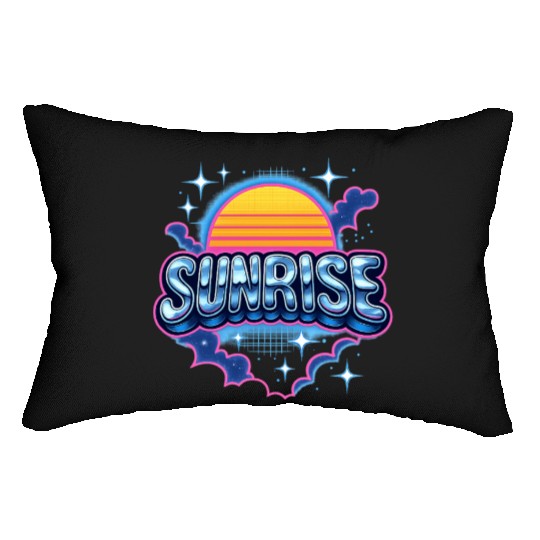 Retro Sunrise Neon Design Lumbar Pillows