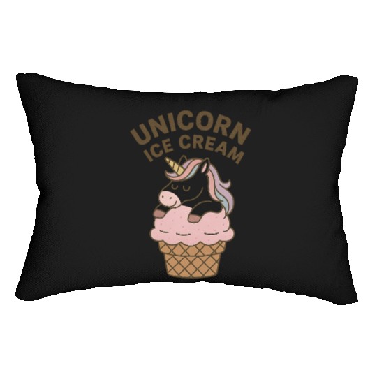 Unicorn Ice Cream Illustration Lumbar Pillows