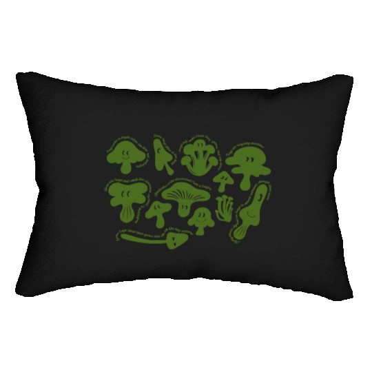 Fun Mushroom Facts – Playful Green Mushrooms Lumbar Pillows