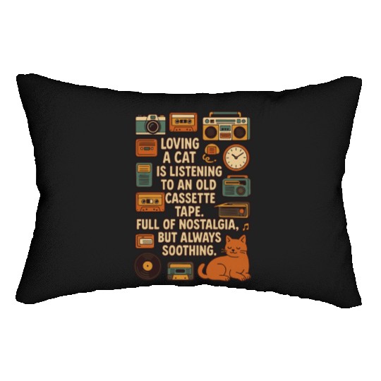 Nostalgic Cat Listening Cassette Tape Lumbar Pillows