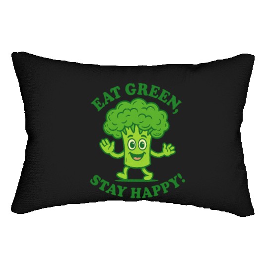 Eat Green Stay Happy Broccoli Character Lumbar Pillows