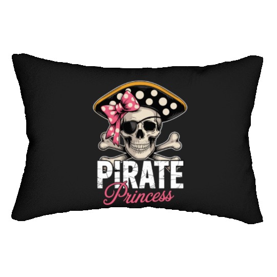 Pirate Princess Skull and Crossbones with Pink Bow Lumbar Pillows