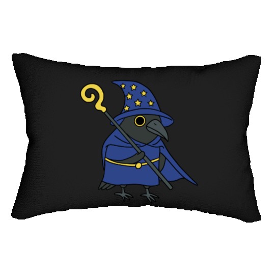 Mystical Wizard Raven Illustration Lumbar Pillows