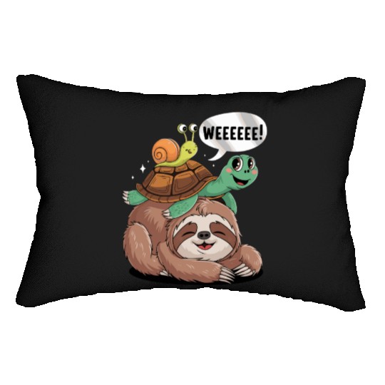 Weeeeee! Sloth Turtle Snail Fun Lumbar Pillows