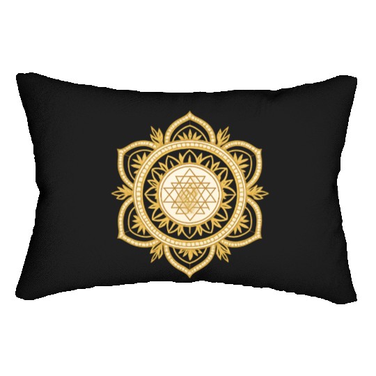 Golden Sacred Geometry Lotus Design Lumbar Pillows