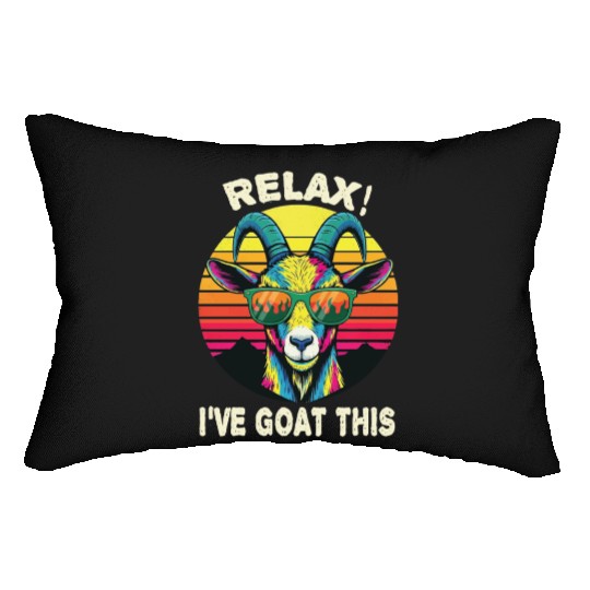 Relaxed Goat with Sunglasses Graphic Lumbar Pillows