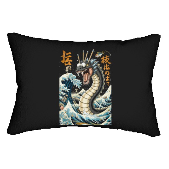 Mythical Sea Dragon with Samurai Ink Lumbar Pillows
