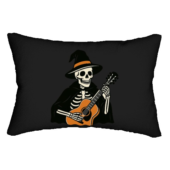 Skeleton Guitarist Halloween Design Lumbar Pillows
