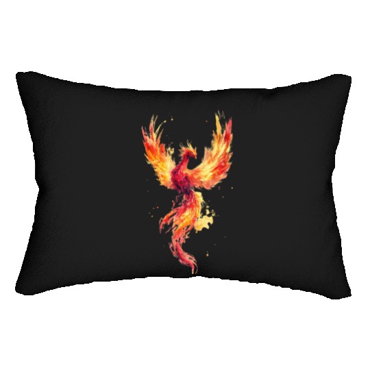 Fiery Phoenix Watercolor Illustration Lumbar Pillows