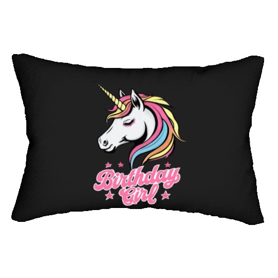 Sparkling Rainbow Unicorn Birthday Lumbar Pillows