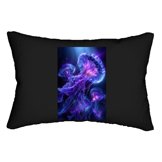 Neon Glow Jellyfish Lumbar Pillows