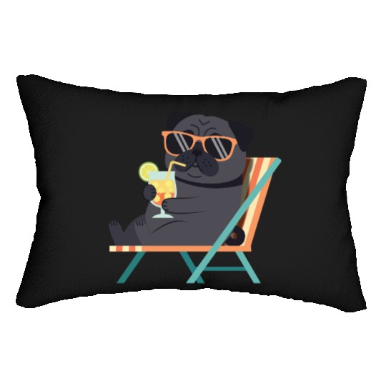 Chill Pug with Sunglasses and Lemonade Lumbar Pillows