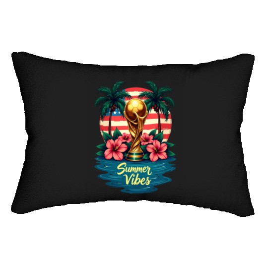 Tropical Summer Vibes Soccer Trophy Design Lumbar Pillows