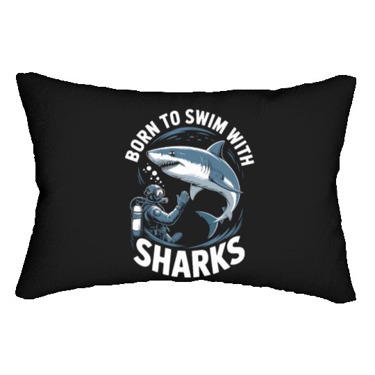 Born To Swim With Sharks Adventure Spirit Lumbar Pillows