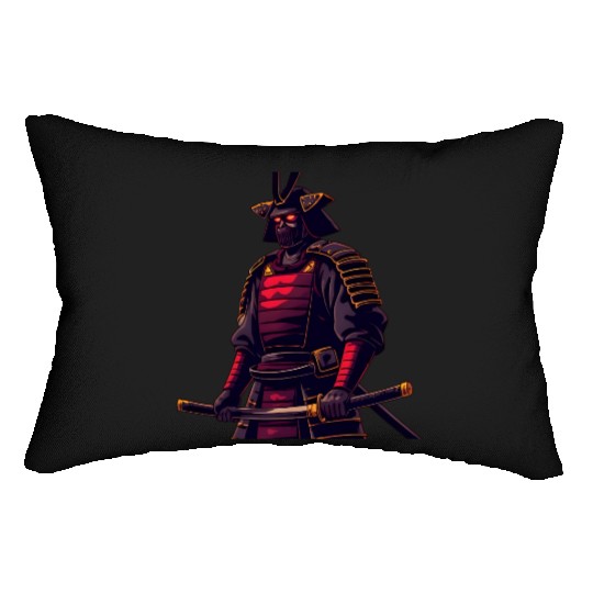 Dark Samurai Warrior Illustration Lumbar Pillows