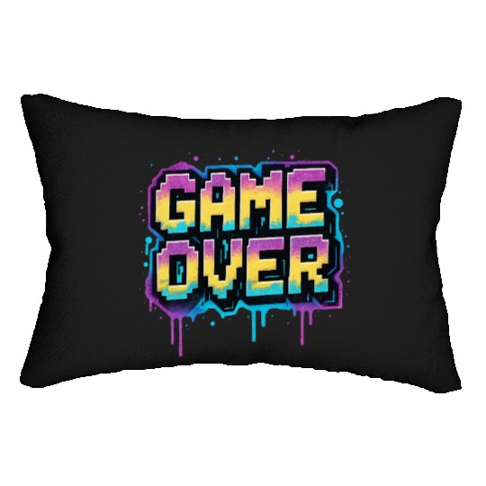 Pixelated Game Over Graffiti Design Lumbar Pillows
