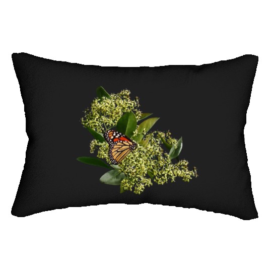 Monarch Butterfly on Euonymus Lumbar Pillows