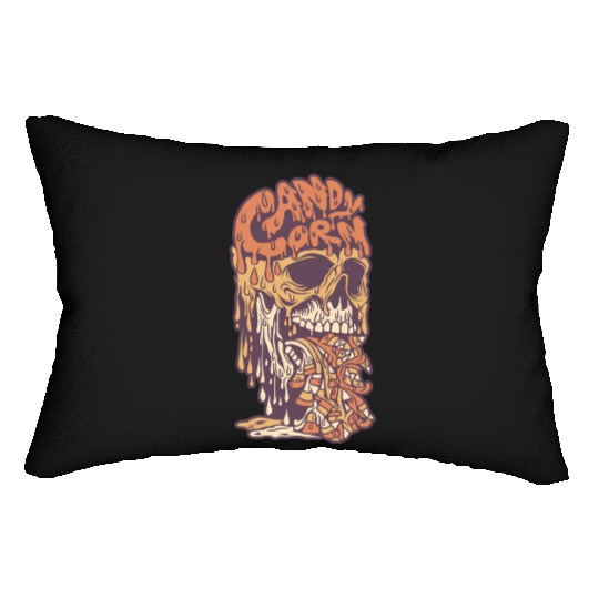 Candy Corn Skull Lumbar Pillows