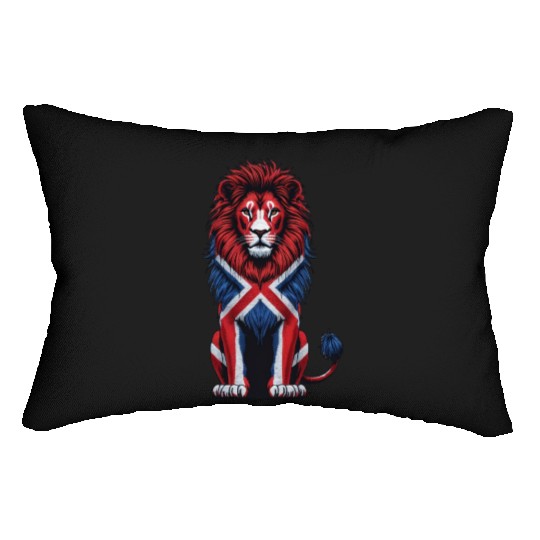 British Lion with Union Jack Flag Bold Art Design Lumbar Pillows