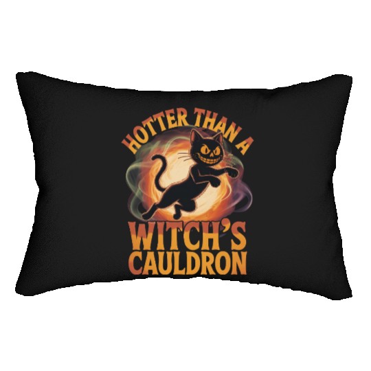 Whimsical Cat Witch Cauldron Lumbar Pillows