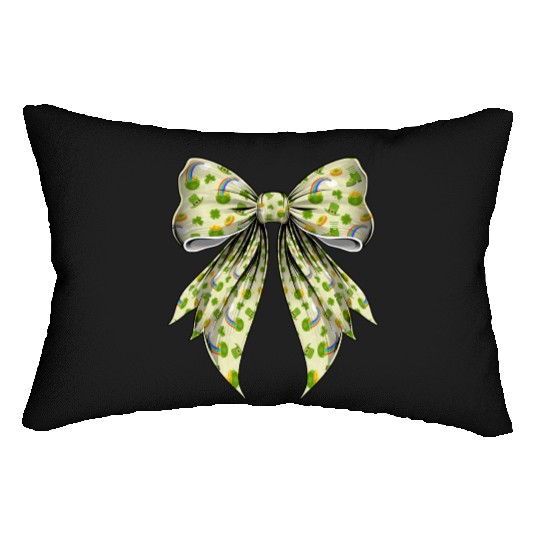 Coquette Bow St Patricks Day Shamrock Pattern Lumbar Pillows
