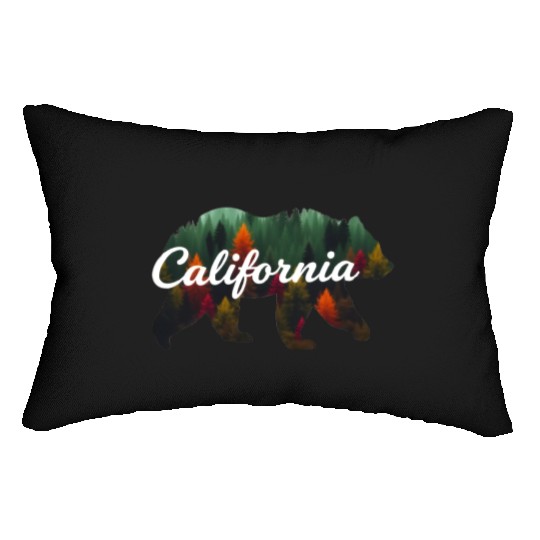 California Bear Forest Scene Lumbar Pillows