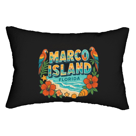 Marco Island Florida Tropical Retro Lumbar Pillows