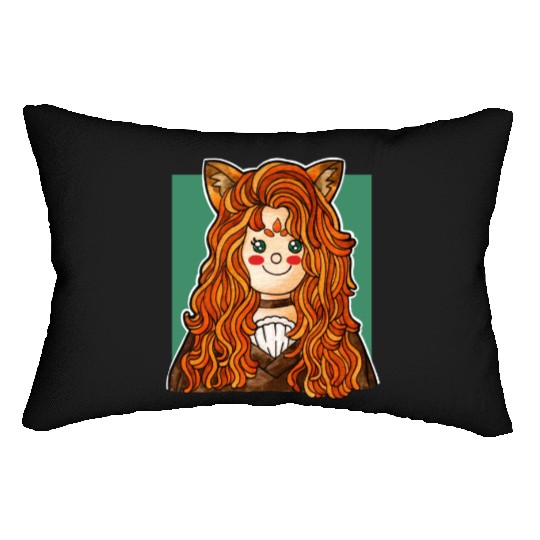 Whimsical Fox Girl – Kawaii Watercolor Lumbar Pillows