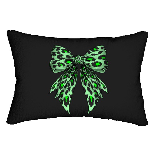 Coquette Bow Cheetah Animal Pattern Lime Green Lumbar Pillows