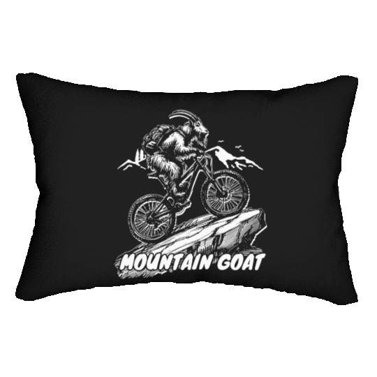 Mountain Goat on Bike Lumbar Pillows