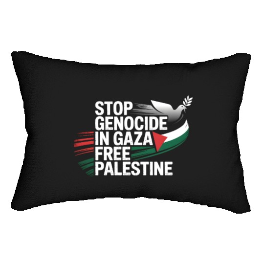 Free Palestine Now – End Genocide in Gaza Lumbar Pillows