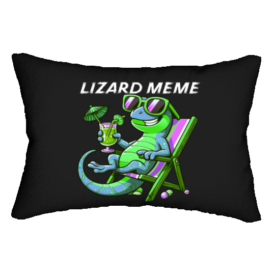 Lizard Meme Lounge Scene Lumbar Pillows