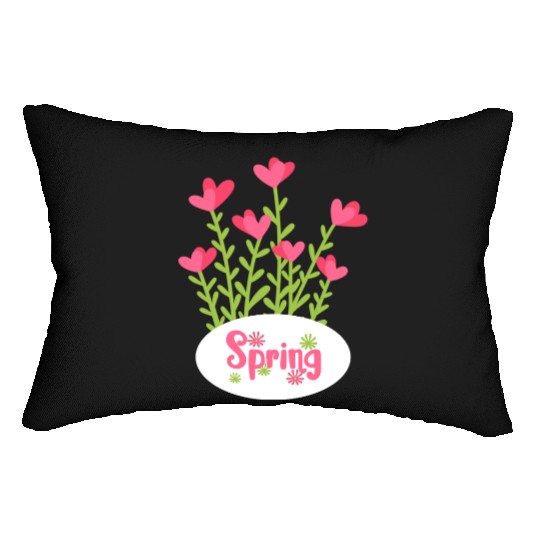 Spring Lumbar Pillows – Colorful Floral Heart Design