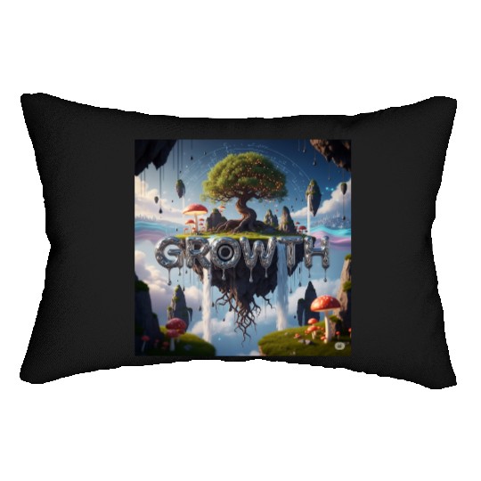 Floating Island Growth Illustration Lumbar Pillows