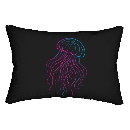 Neon Jellyfish Underwater Glow Lumbar Pillows