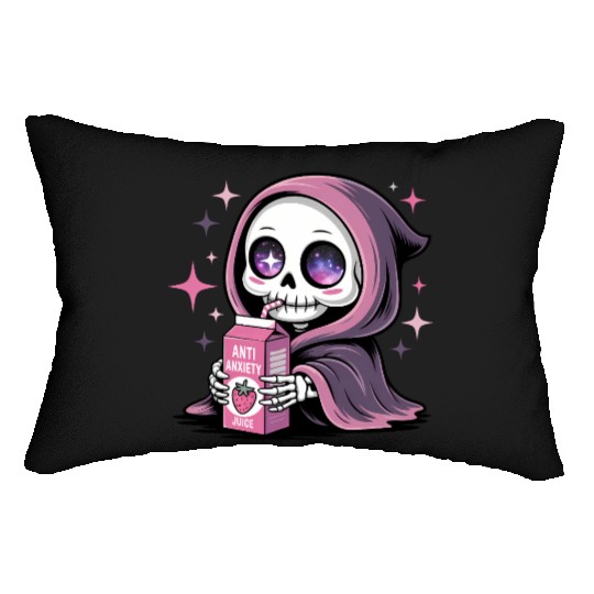 Cosmic Skeleton Drinking Strawberry Juice Lumbar Pillows