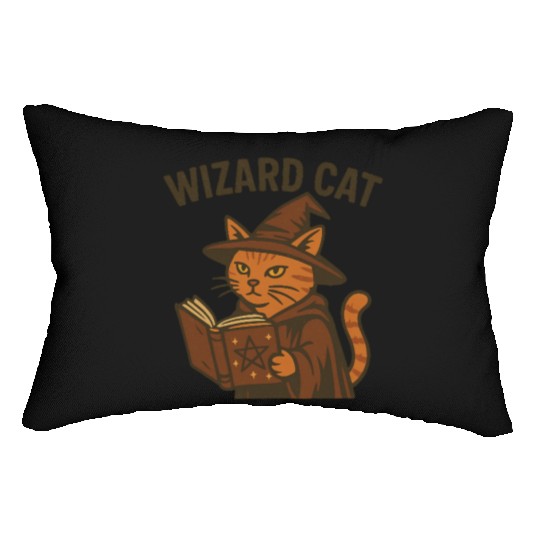 Wizard Cat with Magic Book Design Lumbar Pillows