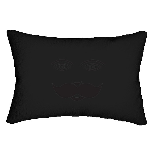 Whimsical Cat Face with Mustache Design Lumbar Pillows