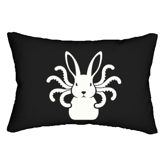 Octopus Bunny │Surreal White Cryptid Animal Mashup Lumbar Pillows