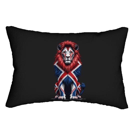 Regal Lion with Union Jack Mane Lumbar Pillows