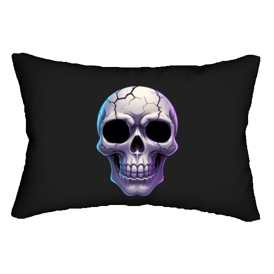 Cracked Midnight Skull Illustration Lumbar Pillows
