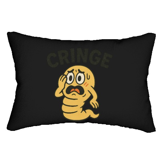 Cringe Meme Worm Illustration Lumbar Pillows