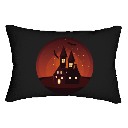 Haunted Castle Night Scene Lumbar Pillows
