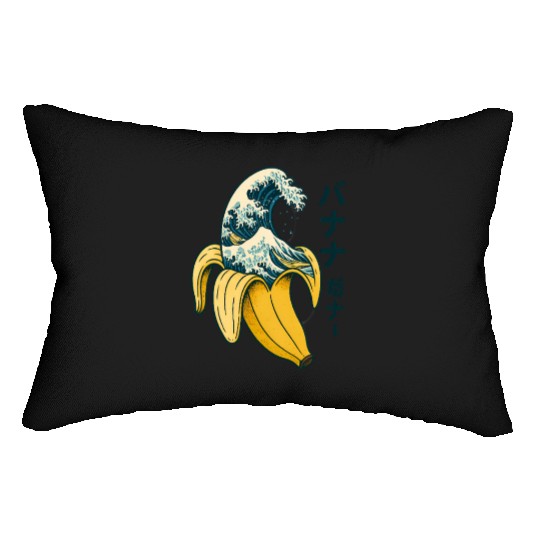 Wave and Banana Fusion Illustration Lumbar Pillows
