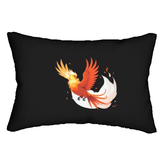 Fiery Mythical Phoenix Illustration Lumbar Pillows