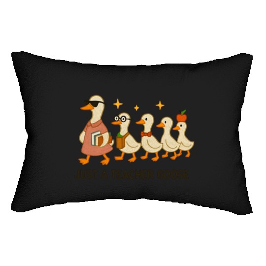 Whimsical Teacher Goose with Ducklings Lumbar Pillows