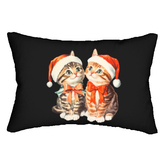 Festive Kittens in Santa Hats Lumbar Pillows